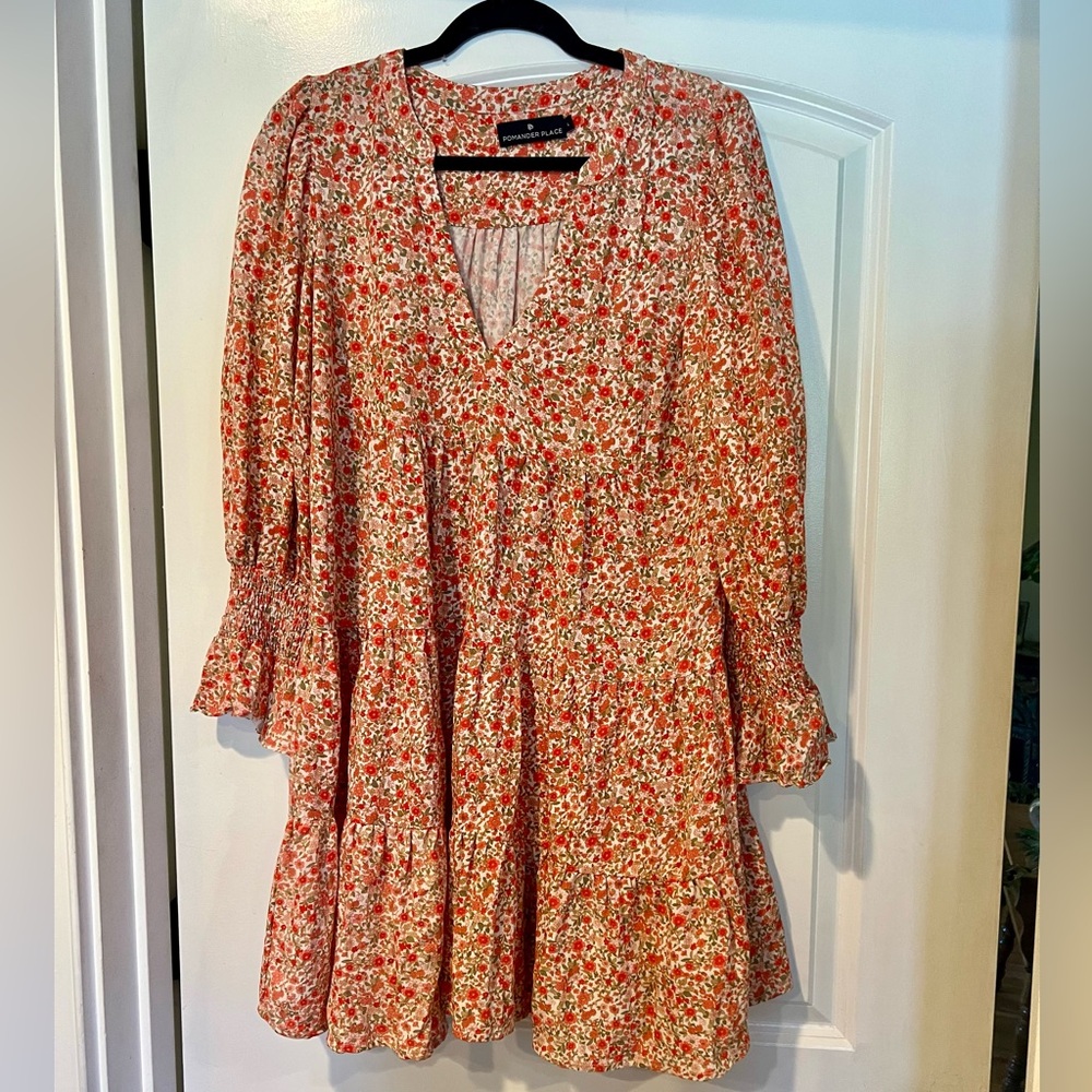Pomander Place Red and Green Floral Top